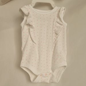 Cat&Jack White w/ Pink Hearts Onesie 0-3 Mons